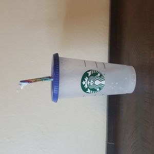 Starbucks confetti changing color cup w/rainbow straw